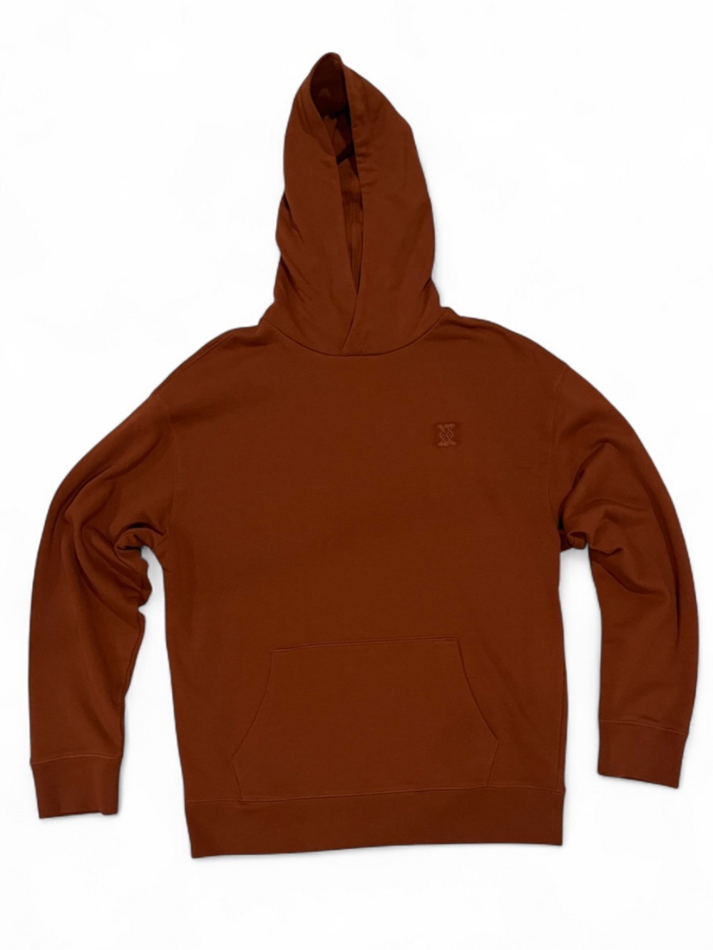 Express Hoodie Swearshirt Men's Rust Brown Hooded Small Relaxed Casual Cotton